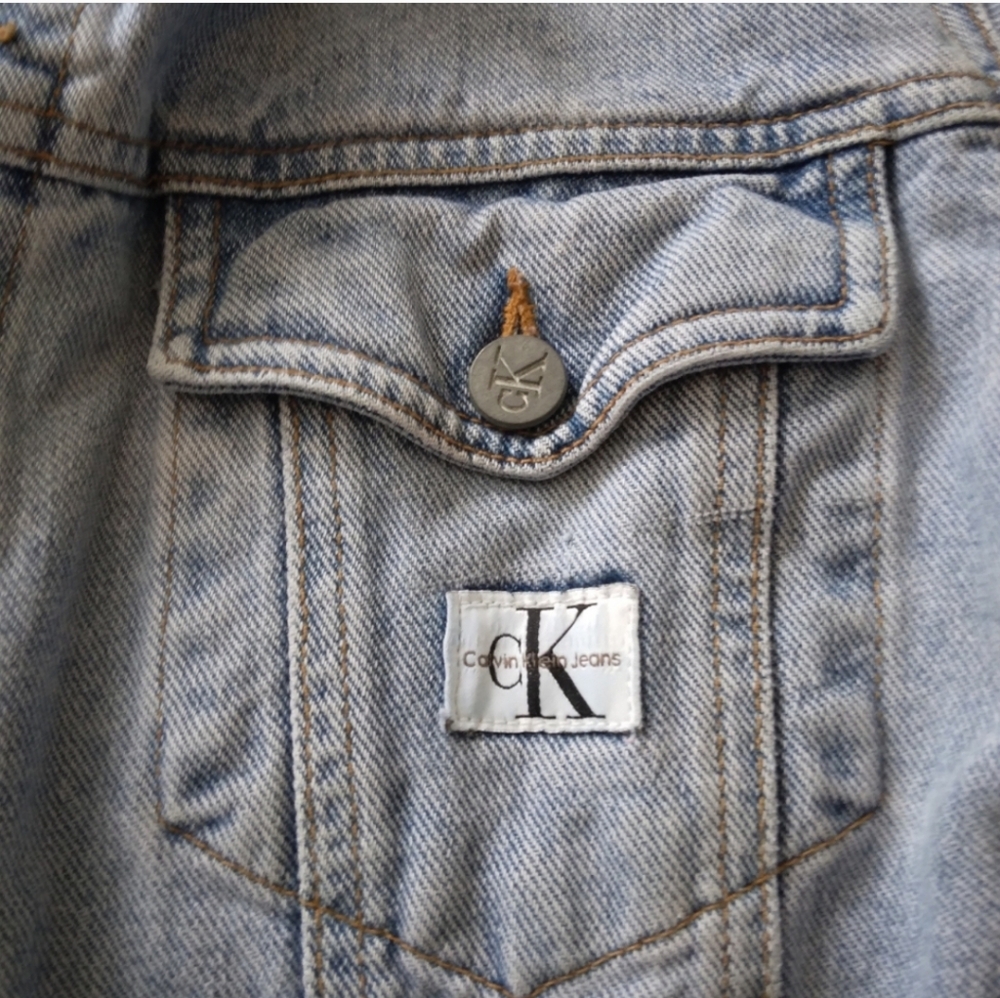 VTG 90s Women's Size Large Calvin Klein Jean Jacket Blue Pockets - Picture 4 of 8